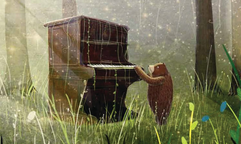Baby bear and piano