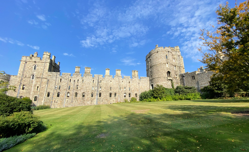 lower meadow, castle, rainbow, lake. Wonderland. Magical landscape