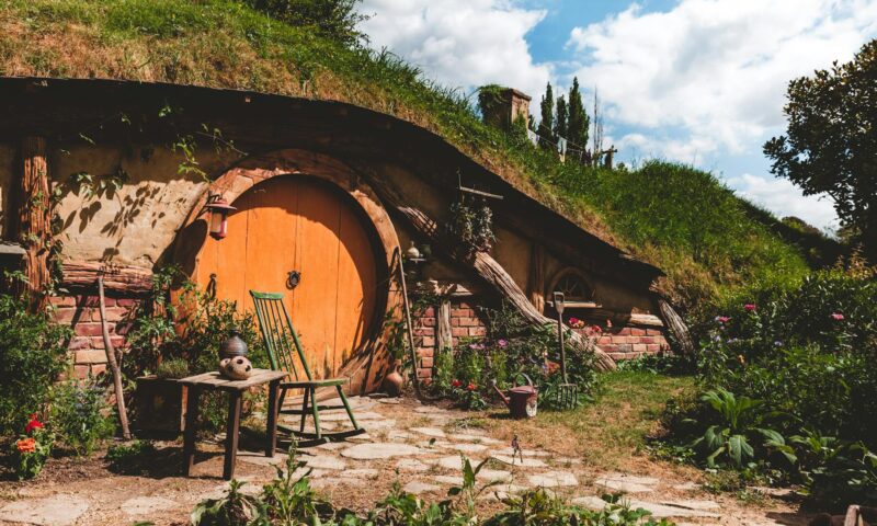 brown and orange house with outdoor plants