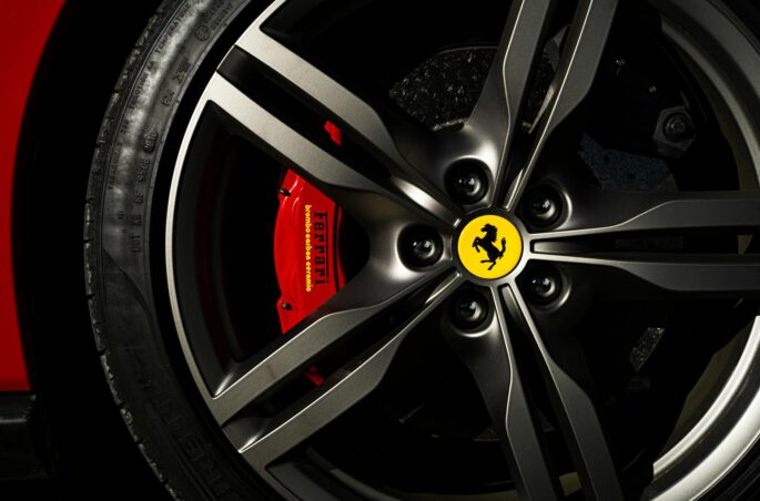 close up photo of ferrari rim