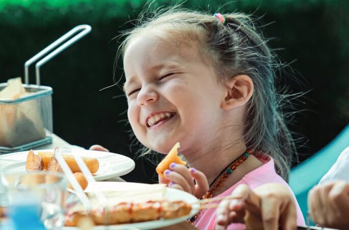 portrait of a girl eating