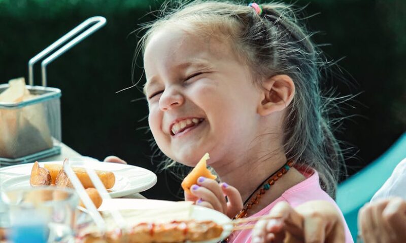 portrait of a girl eating