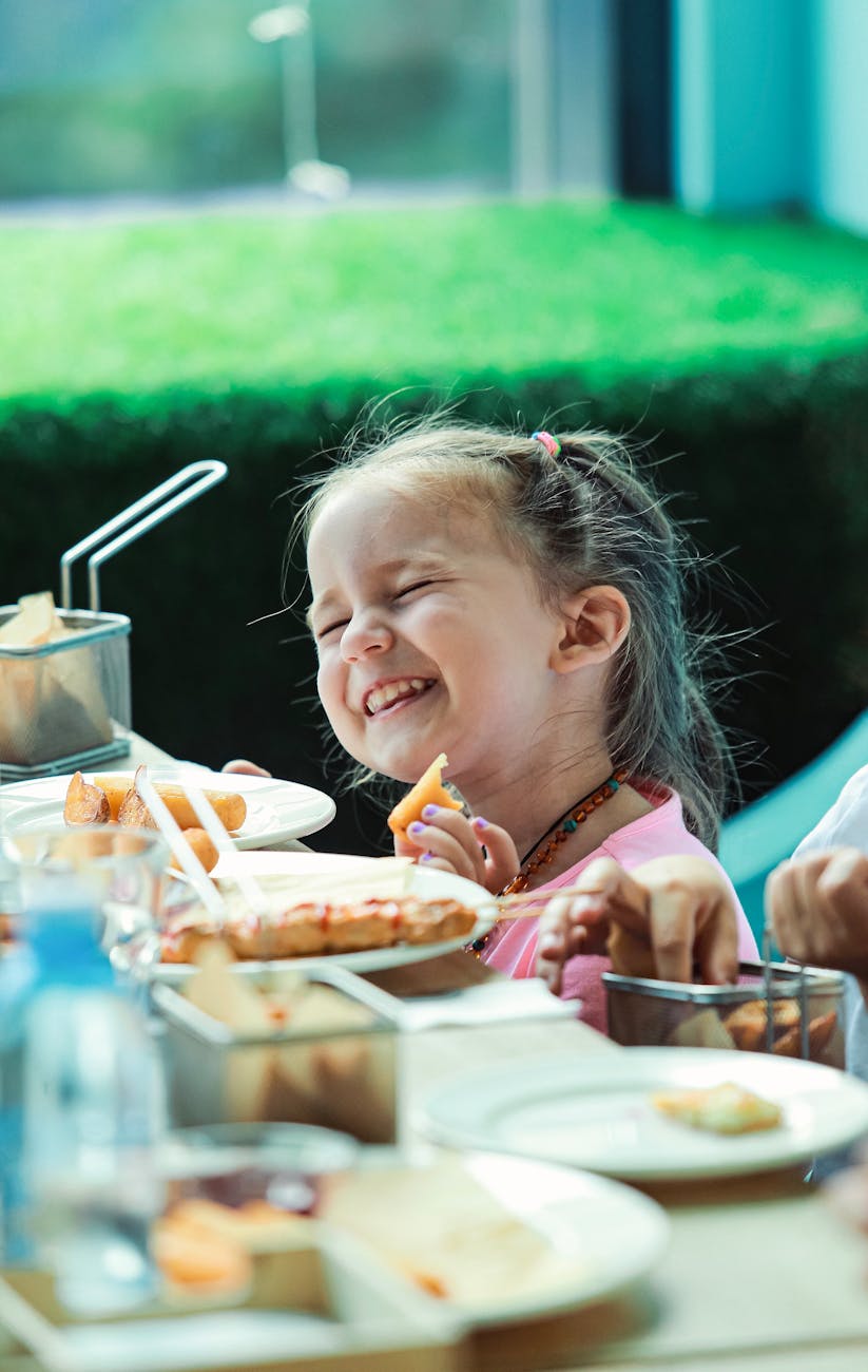 portrait of a girl eating