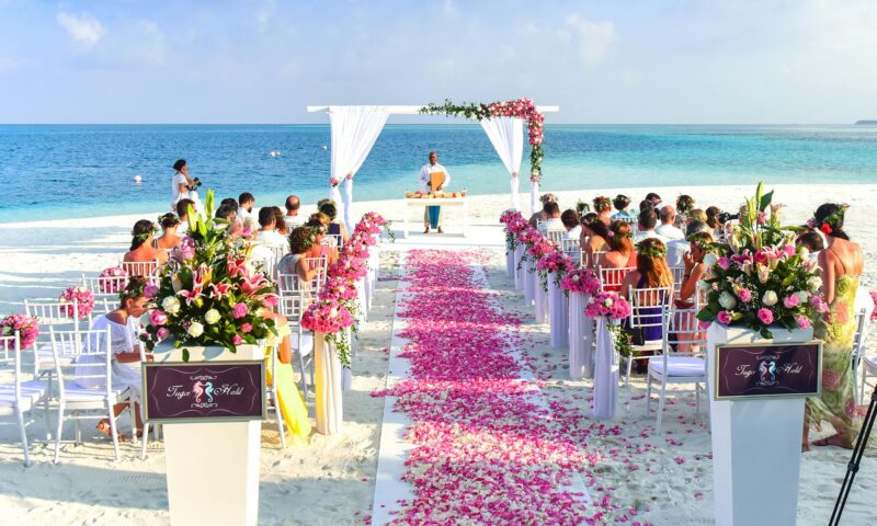 beach wedding ceremony during daytime