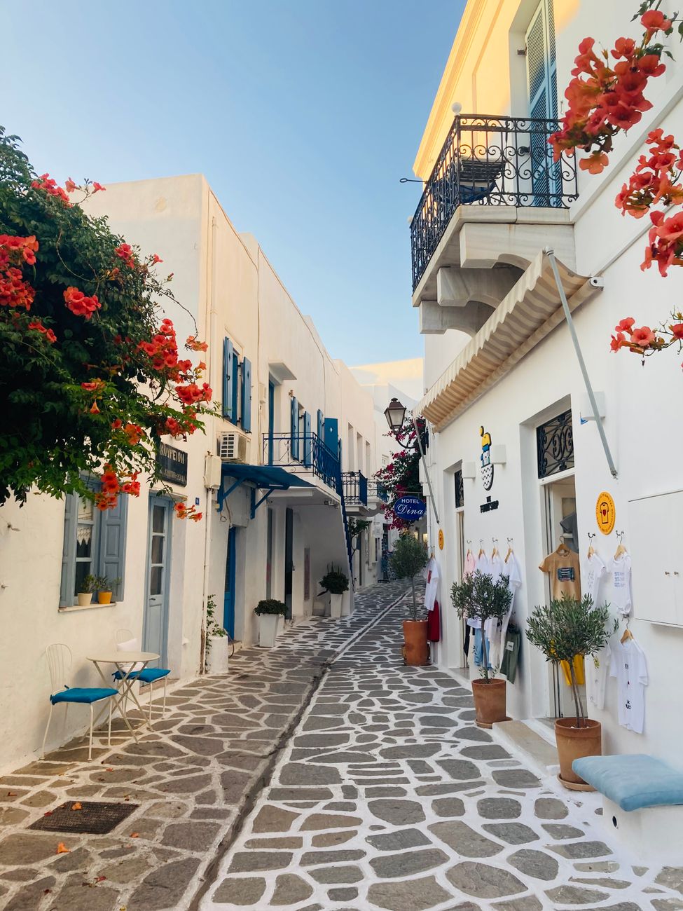 charming street in parikia paros greece